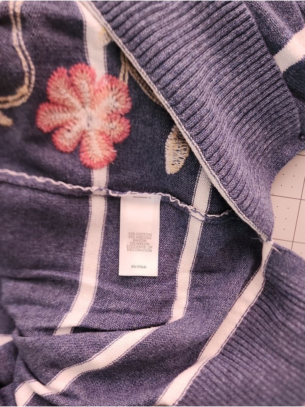 J. Jill Blue and White Striped Hooded Knit Top size M - Picture 7 of 8